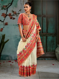 Off White Pashmina Handloom Weaving Saree