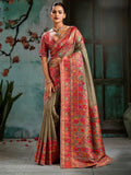 Taupe Pashmina Handloom Weaving Saree
