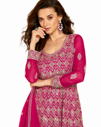 Rani Pink Georgette Heavy Full Embroidered Readymade Palazzo Suit with Embroidered Dupatta by Naksh Creation