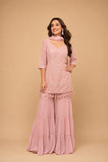 Blush Pink Chikankari Georgette Sharara Suit