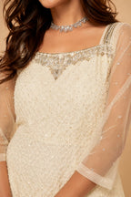 Ivory Cream Premium Real Georgette Chikankari Embroidered Readymade Sharara Suit with Dupatta