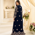 Royal Navy Chinon Silk Embroidered Gown With Designer Jacket