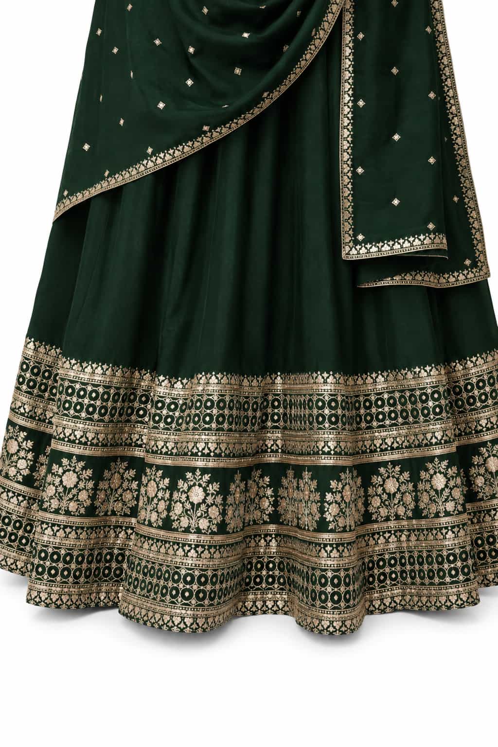 Dark Green Silk Embroidered Anarkali Suit