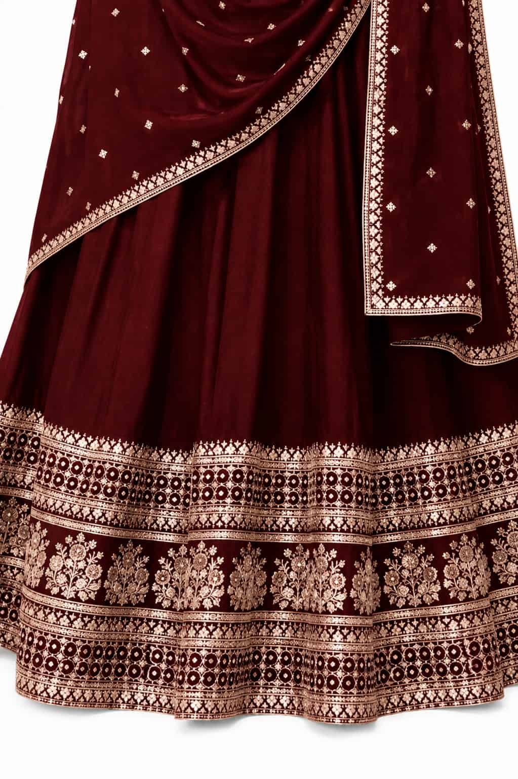 Maroon Silk Embroidered Anarkali Suit