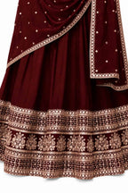 Maroon Silk Embroidered Anarkali Suit