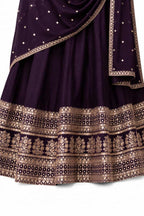 Deep Purple Silk Embroidered Anarkali Suit