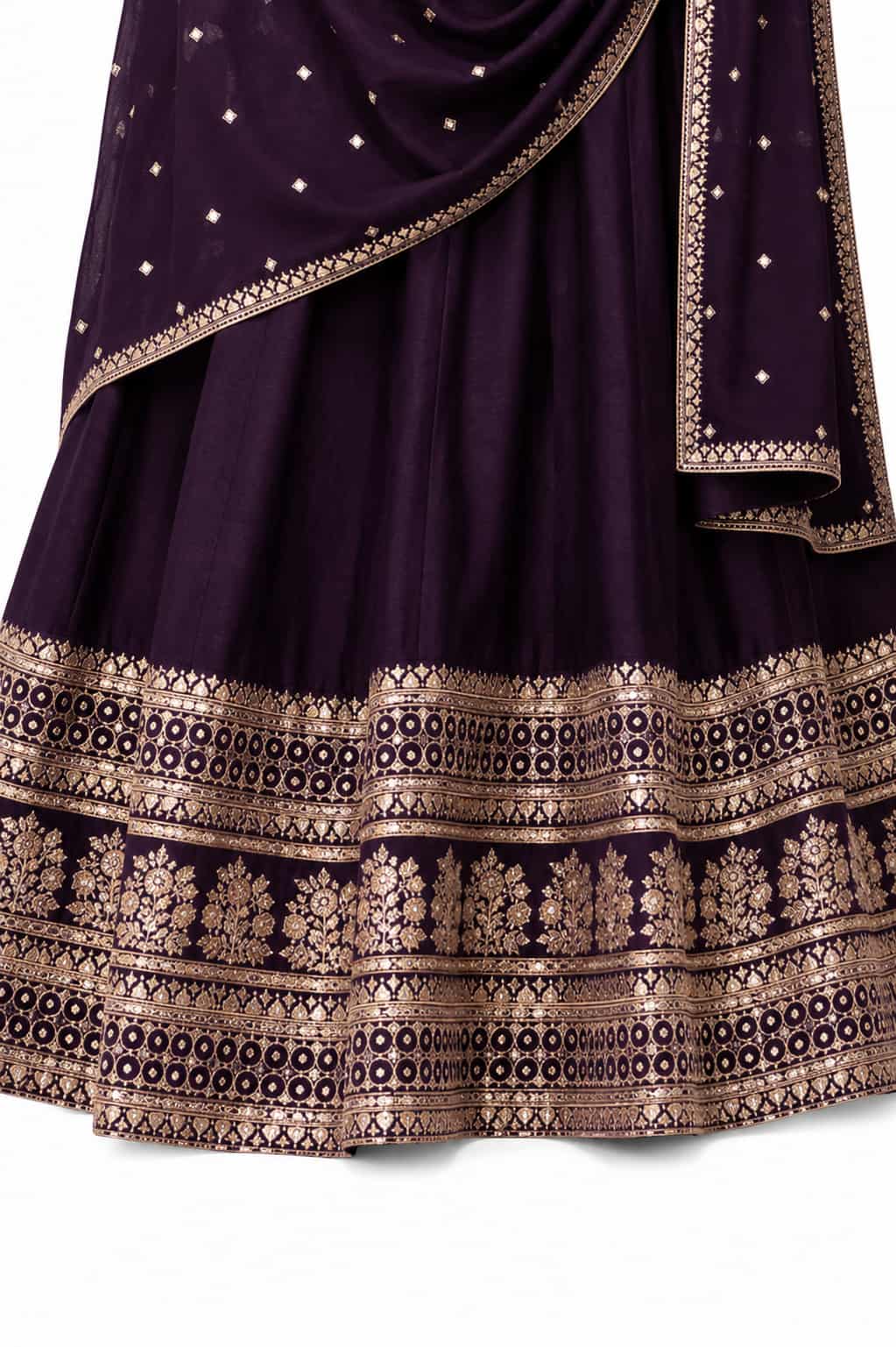Deep Purple Silk Embroidered Anarkali Suit