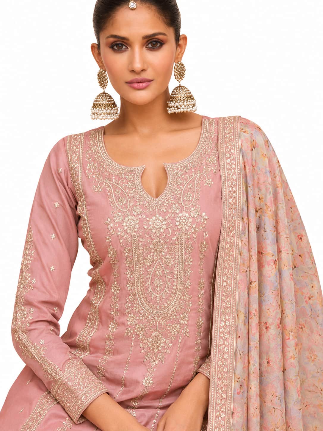 Pink Simar Silk Embroidered Salwar Suit