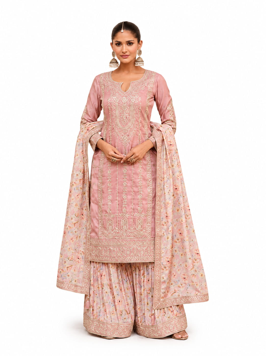 Pink Simar Silk Embroidered Salwar Suit