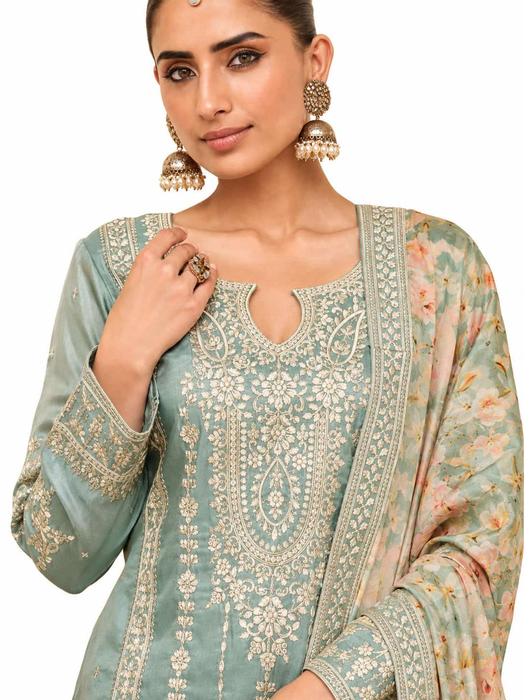 Green Simar Silk Embroidered Salwar Suit