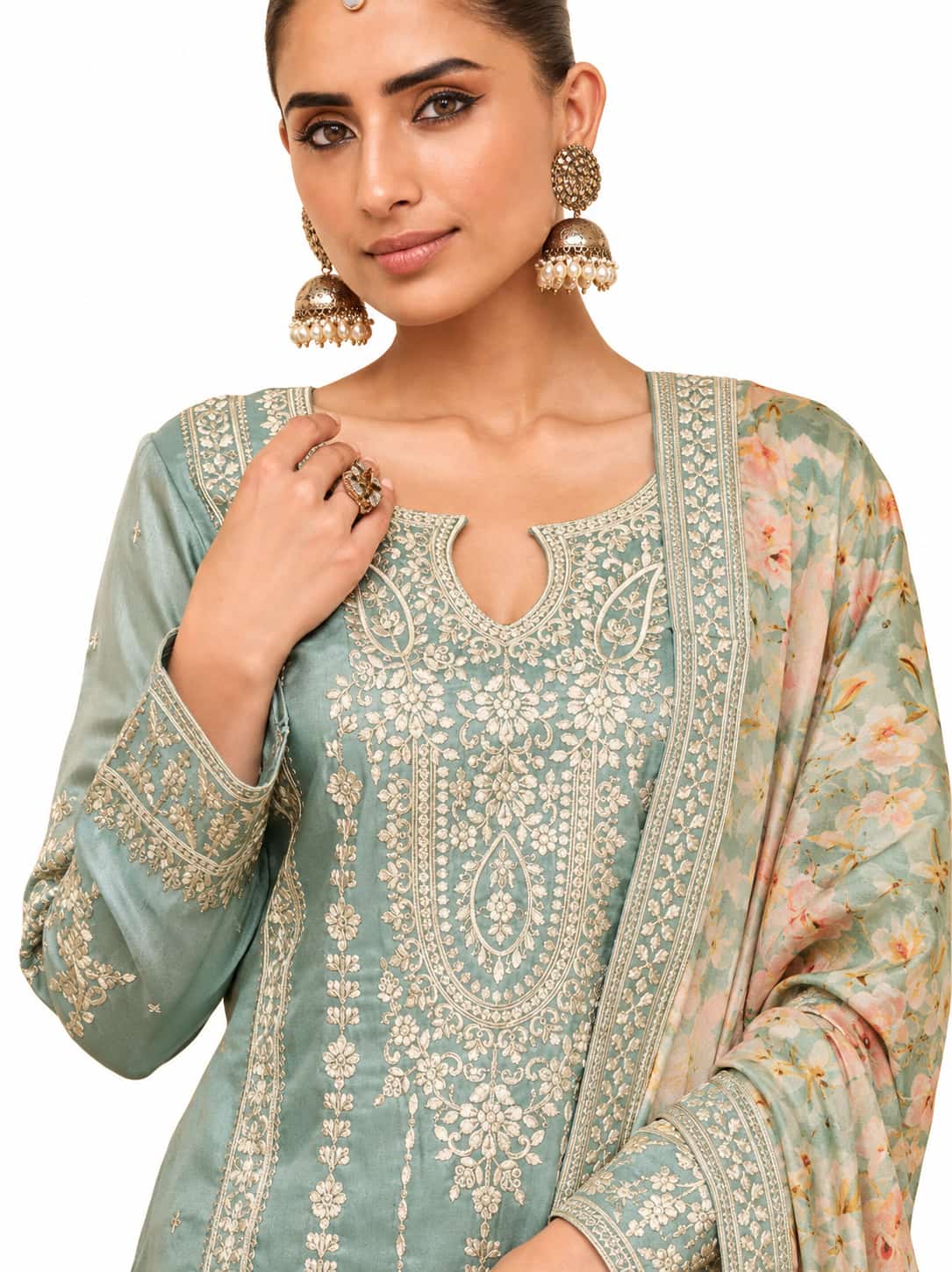 Green Simar Silk Embroidered Salwar Suit