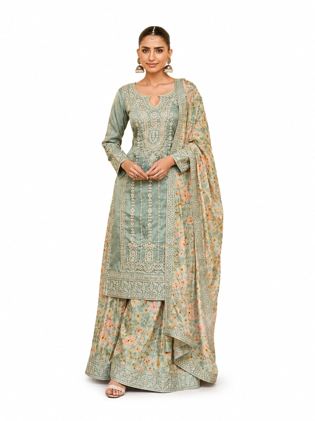 Green Simar Silk Embroidered Salwar Suit