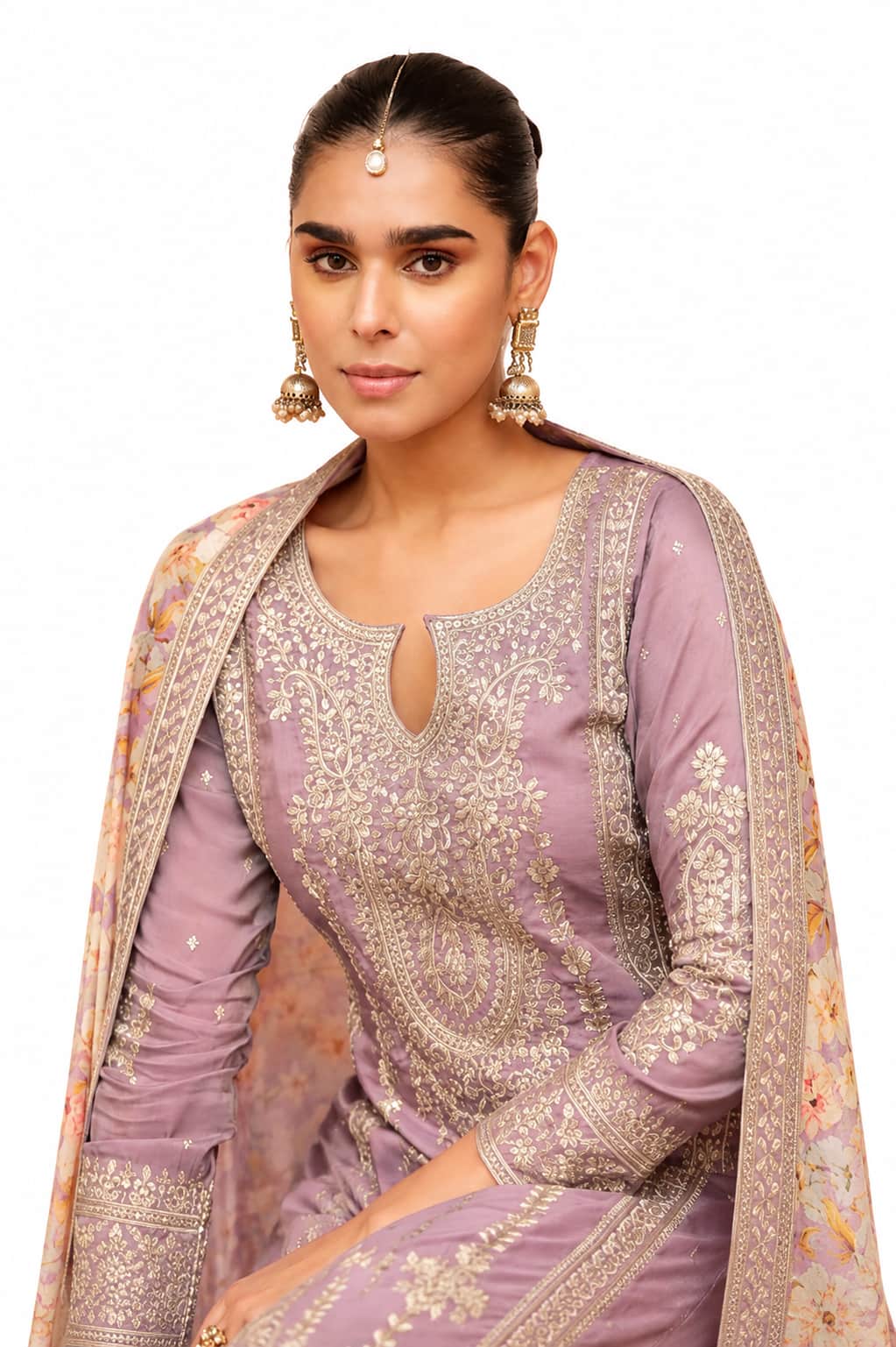 Purple Simar Silk Embroidered Salwar Suit