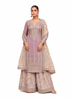 Purple Simar Silk Embroidered Salwar Suit