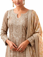 Brown Simar Silk Embroidered Salwar Suit