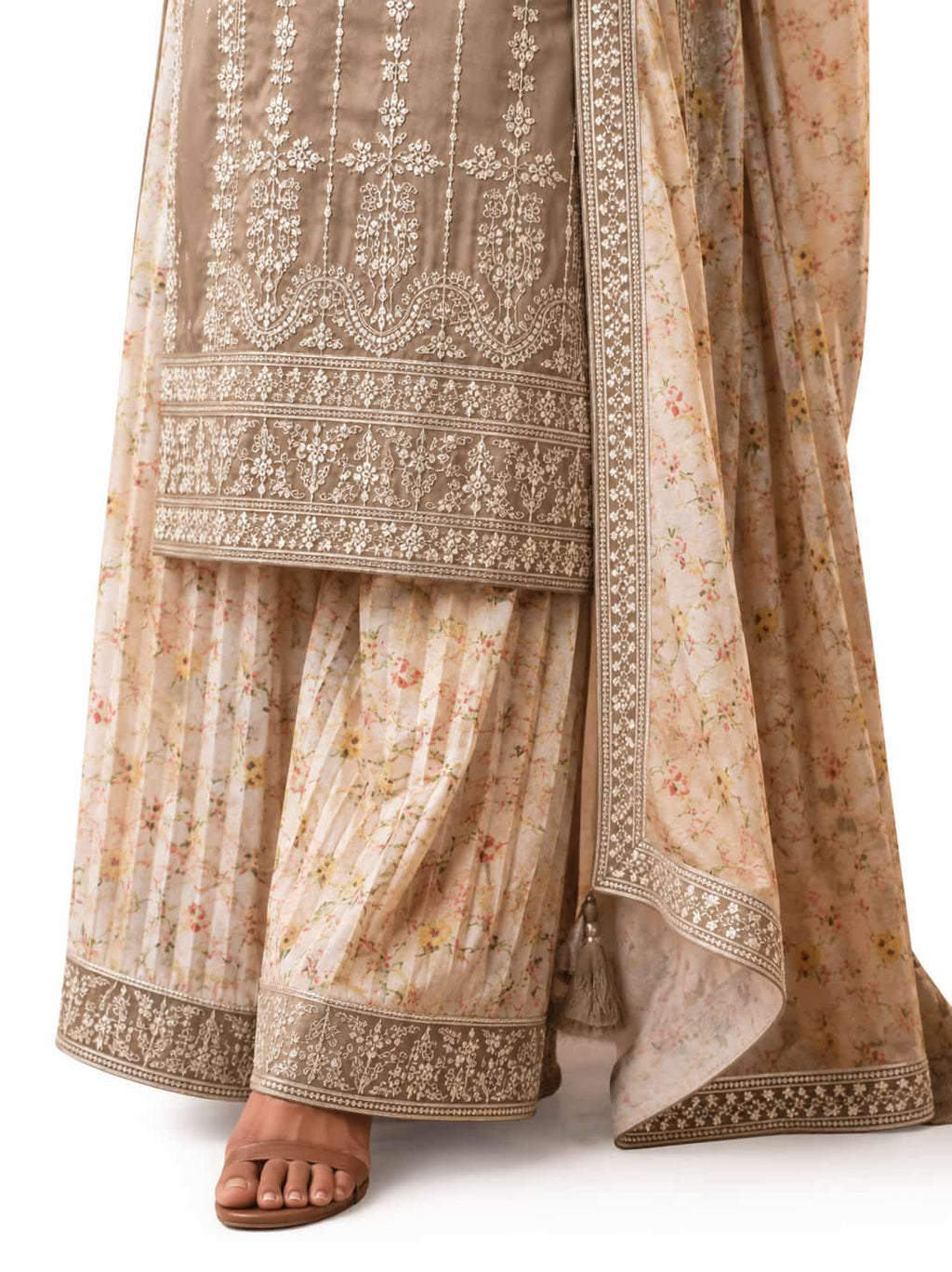 Brown Simar Silk Embroidered Salwar Suit