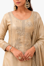 Champagne Beige Glass Satin Sharara Suit