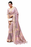 Mauve Burnout Jacquard Silk Burnout Floral Print Casual Wear Saree
