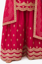 Rani Pink Chinon Embroidered Sharara Suit