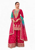 Rani Pink Chinon Embroidered Sharara Suit