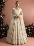 Off White Ivory Butterfly Net Embroidered Semi-Stitched Girly Lehenga Choli