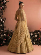 Beige Gold Butterfly Net Embroidered Semi-Stitched Girly Lehenga Choli - View 4
