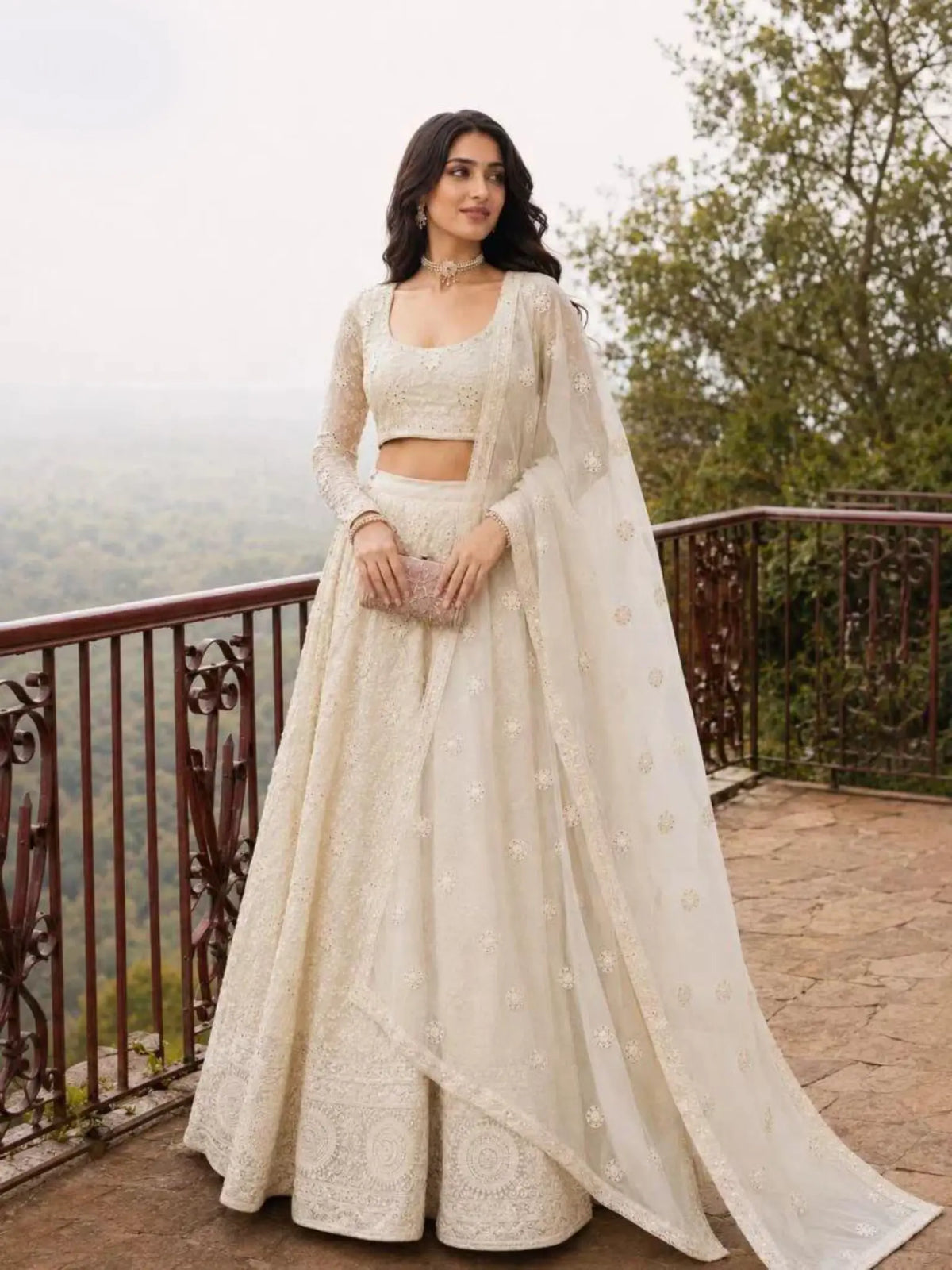 Georgette Embroidered Designer Semi-Stitched Girly Lehenga Choli - Front View