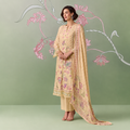 Pastel Yellow Pure Muslin Digital Print Salwar Suit with Pure Chinon Dupatta