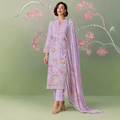 Lavender Pure Muslin Digital Print Salwar Suit with Pure Chinon Dupatta