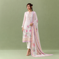 White Pure Muslin Digital Print Salwar Suit with Pure Chinon Dupatta
