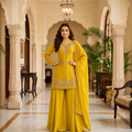 Sunshine Yellow Premium Chinon Beads Work Salwar Kameez Set