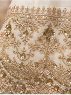 Off White Embroidered Silk Anarkali Palazzo Suit Set with Dupatta View 4