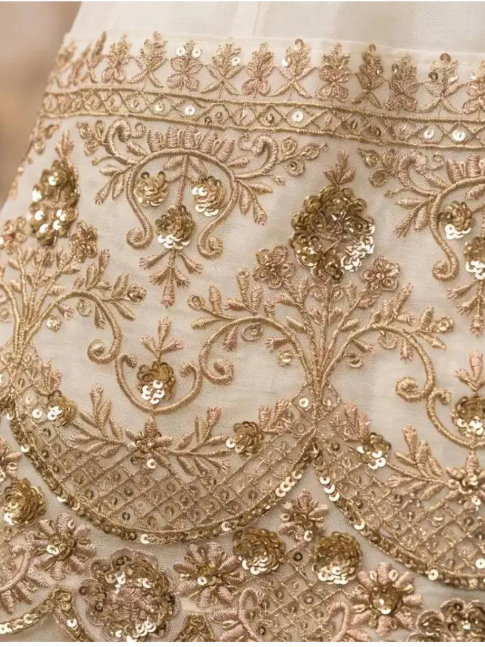 Off White Embroidered Silk Anarkali Palazzo Suit Set with Dupatta View 4