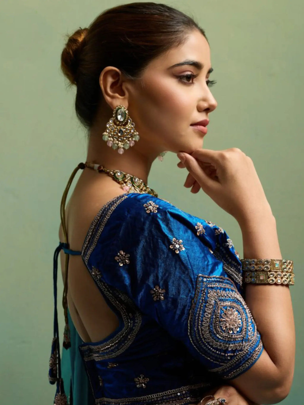 Turquoise Saree view 2