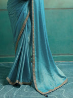 Turquoise Saree view 3