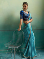 Turquoise Saree view 4