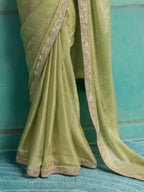 Sage Green Saree view 3
