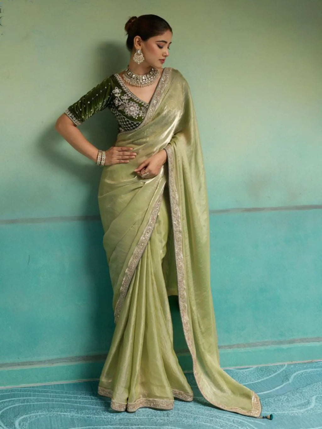Sage Green Saree