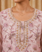 Pink Organza Handwork Embroidered Salwar Kameez Suit