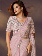 Dusty Pink Drape Saree view 2