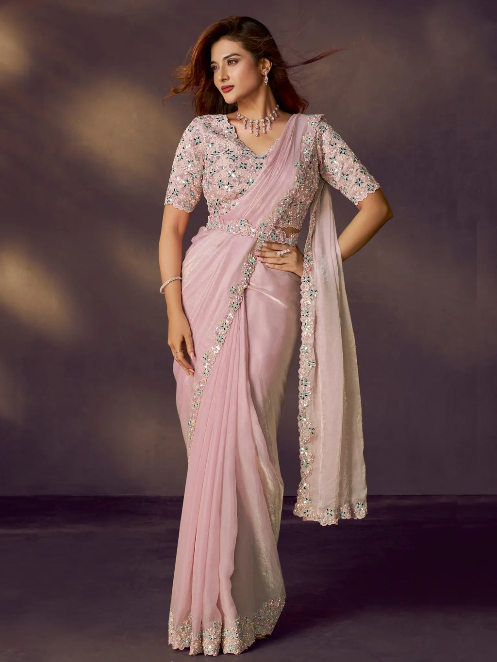 Dusty Pink Ready to Wear Drape Saree