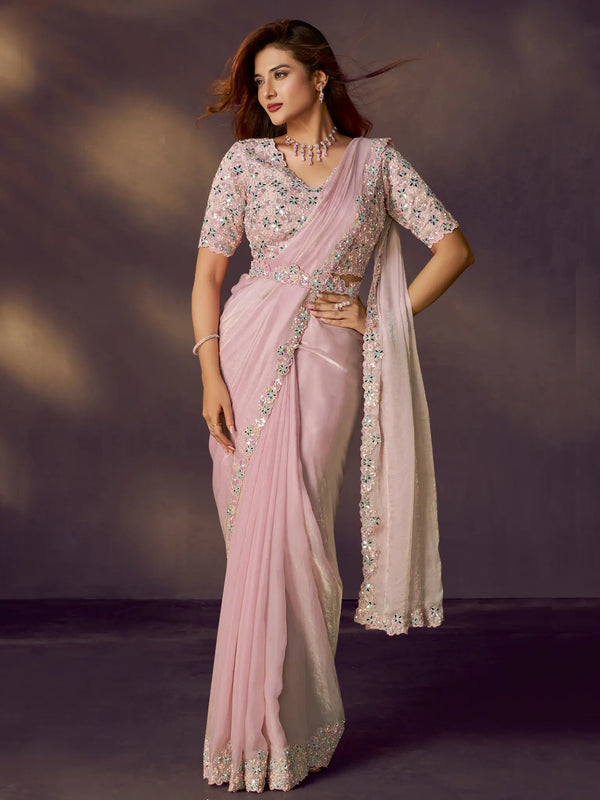 Dusty Pink Ready to Wear Drape Saree