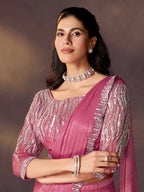 Magenta Drape Saree view 2