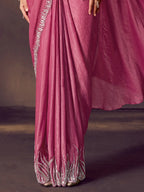 Magenta Drape Saree view 3