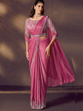 Magenta Crush Satin Silk Ready to Wear Drape Saree