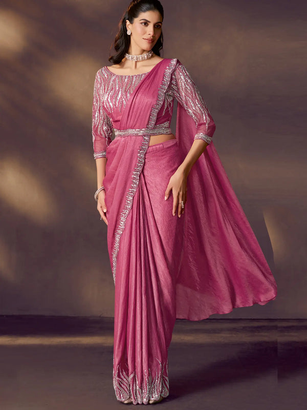 Magenta Ready to Wear Drape Saree