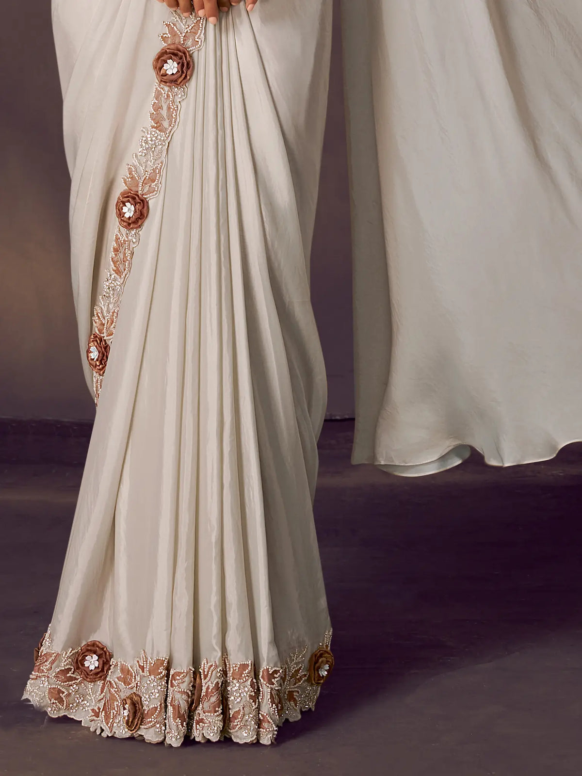 Caramel Drape Saree view 3