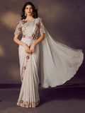 Caramel Two Tone Satin Silk Ready to Wear Drape Saree