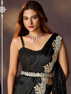 Silver Grey Drape Saree view 2