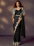 Silver Grey Soft Satin Silk Ready to Wear Drape Saree